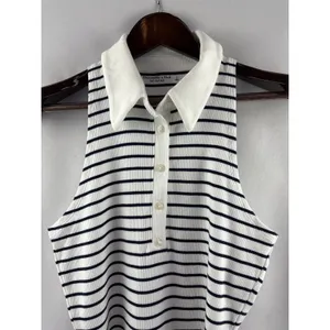 Women’s Abercrombie & Fitch Large White & Black Striped Bodysuit thumbnail 2