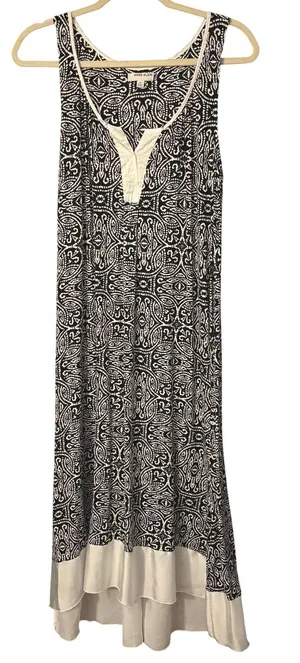 Anne Klein Womens Dress Black White Medallion‎ Paisley High-Low Size M thumbnail 1