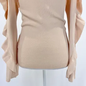 Club Monaco Ruffle Trim Cold Shoulder Long Sleeve Sweater Blush Pink Size XS thumbnail 11