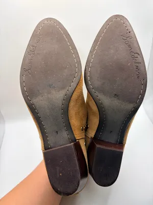 Sam Edelman Tan Suede Ankle Boots Sz 7 Western Boho Studded Grommet Cowgirl thumbnail 7