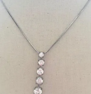 MM BOUTIQUE Silver Color 5 Tier Graduated Cubic Zirconia Pendant thumbnail 2