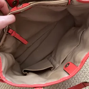Coach Tan and Red Signature Canvas Shoulder Bag E1361-F21949 Fair Condition thumbnail 9