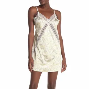 Jason Wu Lace Trim Satin‎ Chemise Slip Negligé Lingerie, Yelllow, Medium, NWT thumbnail 3