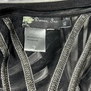 Damee Inc 2 PC Set Top and Overshirt Black Silver Sheer Mesh Art XL Space Punk thumbnail 8