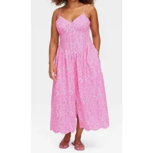 Roller Rabbit x Target Paisley Drop Waist Cotton Maxi Dress Pink Medium thumbnail 2