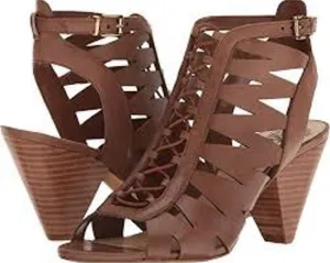 Vince Camuto Elettra‎ peep toe cone heels brown leather women’s size 10 thumbnail 1
