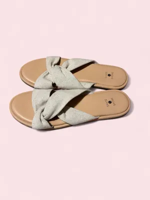Shade & Shore Beige Knot-Detail Slide Sandals thumbnail 4