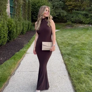 Norma Kamali Brown Halter Maxi Dress thumbnail 4