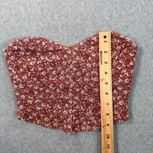 Altar'd State Floral Corset Bustier Top Size XS Brown Strapless Sweetheart Crop thumbnail 3