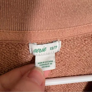 Aerie Women's Size XS Sunday Soft Quarter Zip Sweatshirt Tan Brown High Low Hem thumbnail 12