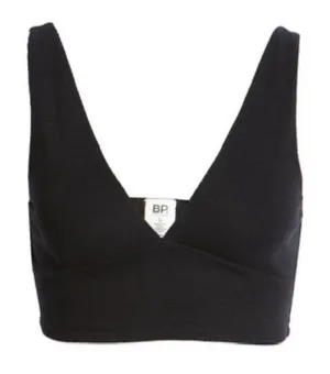 NWT BP Nordstrom Sleeveless‎ Crop Tank Black Medium Organic Cotton Stretch thumbnail 1