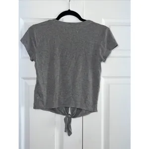 Abercrombie & Fitch Tie Front Tee Womens Size XS Gray Moose Logo Viscose Knit thumbnail 3