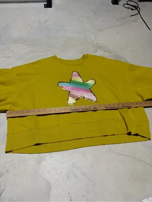Judith March yellow green sweatshirt star XL thumbnail 4