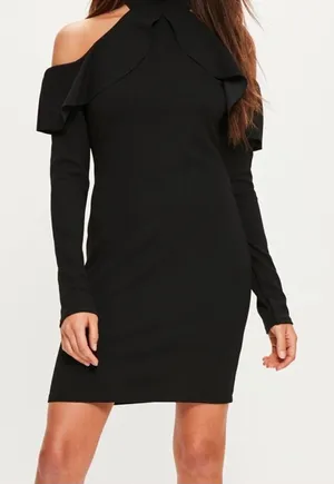 Missguided Cold Shoulder Ruffled Midi Dress thumbnail 1