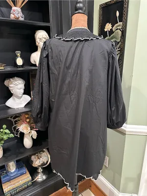 Entro Embroidered Puff‑Sleeve Dress – Size Large thumbnail 8