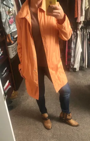 Gap VINTAGE 90’s Peach Rain Coat Long Jacket TRENCH thumbnail 4