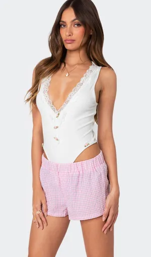 Edikted brand new lacy white floral body suit tank xs with tags thumbnail 3