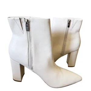 Marc Fisher Olorena White Leather Pointed Toe Block Heel Ankle Boots Size 8.5M thumbnail 7