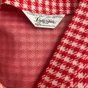 Vintage Red & White Houndstooth Cardigan thumbnail 3