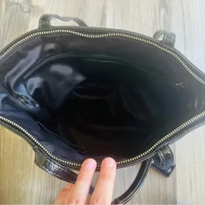 Coach Signature Stitch C Black Patent Leather Tote Bag, F19198 thumbnail 10