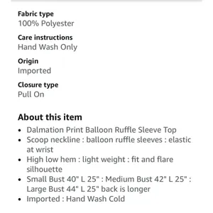 Umgee Women's Dalmation Print Balloon Ruffle SleeveTop Small thumbnail 4