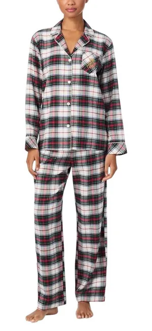 Lauren Ralph Lauren Small Plaid Pajama Set Green Red Christmas‎ Flannel 1134 thumbnail 1
