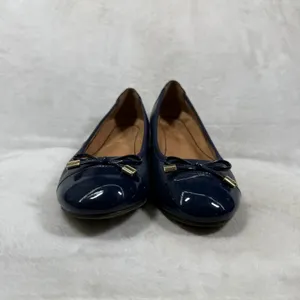 Vionic Minna Navy Blue Leather Cap Toe Ballet Flats Orthotic Bow Shoes 7 thumbnail 4