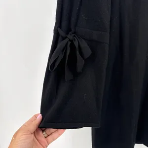 Club Monaco Womens Black 100% Wool Bell Sleeve Bow‎ Detail Sweater Dress Large thumbnail 3
