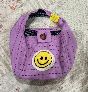 Y2K Purple Smiley Face Tote Bag thumbnail 1