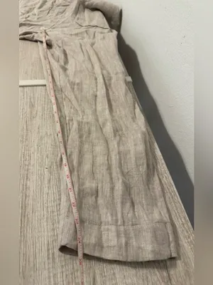 Linen Fairytales 100% Linen Oatmeal Overalls Jumpsuit XS Lantern Leg Lagenlook thumbnail 7