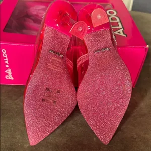 Barbie x ALDO Barbiestessy Collection Pink Translucent Pointed Toe Pumps 7 NEW thumbnail 11