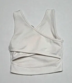 Roxy‎ White Cross-Front Ribbed Crop Top thumbnail 1