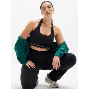 New Athleta S Recharge Rib Seamless Halter Tank Black Bone Trim Small thumbnail 6
