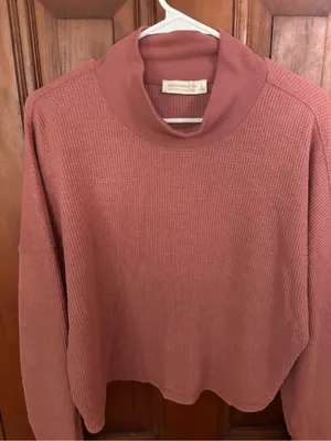 Abercrombie & Fitch Women's Rose Waffle Funnel Neck Sweater thumbnail 4