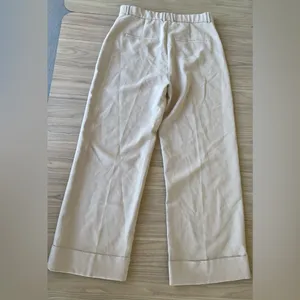 Abercrombie & Fitch Cream Wide-Leg Trousers thumbnail 3
