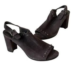 Stuart Weitzman Commodore Bootie 6 Brown‎ Leather Suede Studded Shoes Chic Edgy thumbnail 1