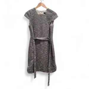 J.Crew Tweed Belted Short Sleeve Knee Length Dress 4‎ Gray Workwear Capsule thumbnail 2