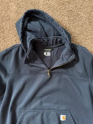 Carhartt Men's Rain Defender Paxton Heavyweight Hooded Quarter Zip Mock Sweatshirt thumbnail 3