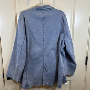 DG2 by Diane Gilman Women's Y2K Denim Light Blue Blazer Jacket Size 2X thumbnail 8