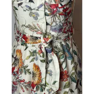 Zara Floral Off The Shoulder Dress Women Small Ivory Floral‎ Ruffle Boho Cottage thumbnail 9