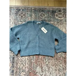 NA-KD Oversized Knitted Cardigan NWT Cozy Light Blue Chunky Sweater Size Small thumbnail 4