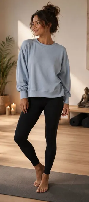 aerie Light Blue Crew Sweatshirt thumbnail 1