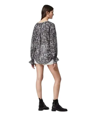 new All Saints ✽ Penny Ambient Chiffon Surplice Top ✽ Grey Leopard Print ✽ S thumbnail 3