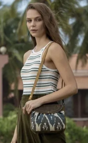 Myra Bag Seeker Leather Crossbody shoulder Handbag Canvas‎ Purse Aztec thumbnail 1