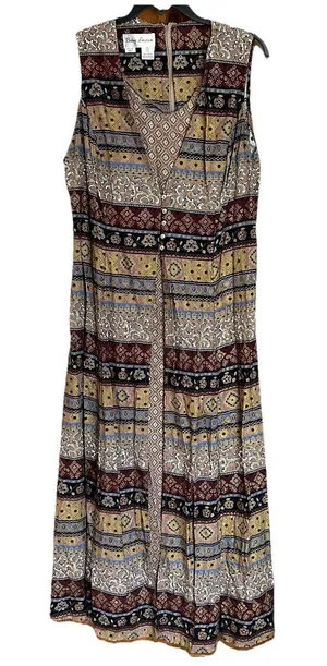 Vtg Betsy Lauren Maxi Dress 16 Sleeveless Boho Cottagecore Prairie Western Boho thumbnail 1