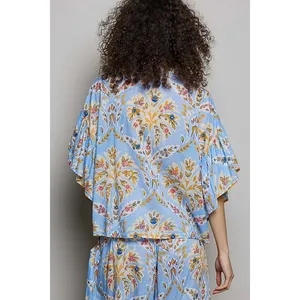 POL Floral Printed Woven Ruffle Sleeve Shirt - Large thumbnail 4