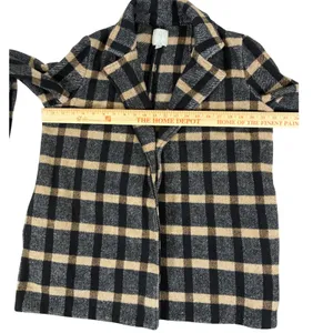 Joie Womens M Black Tan Plaid Wool Blend Open Front Blazer Jacket thumbnail 11