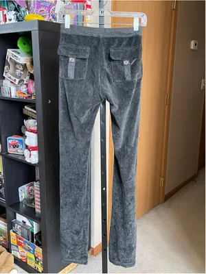 Women's Sugarfree Charcoal Velour Track Pants XS thumbnail 2
