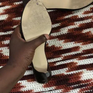 Yellow Box Y2K Glamour Evening Brown Black Gold Genuine Leather Jewel Fur Hair Kitten Heel Shoes Pumps Sandal Mules Open Peep Toe #whimsygoth #prom #dinner #evening #formal Size 7.5 thumbnail 6