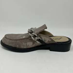 Free People EU‎ 36 Women's Size 5.5-6 Vida Silver Metallic Chain Leather Mules thumbnail 8
